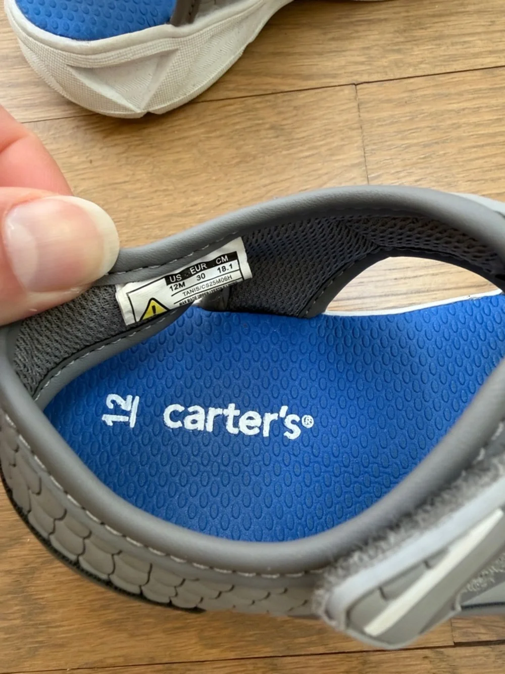 Carter's Kid’s Gray Futura Sandals Light up with Shark Accent Size 12